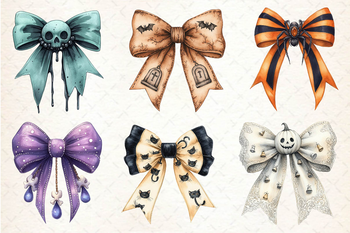 Halloween Coquette Bow Clipart, an Illustration by Dream Creation (Photo 7 of 7)