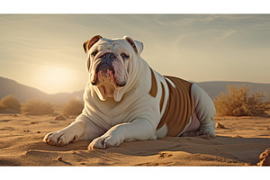 pet bulldog english white ai, an Animal Photo by pikepicture