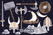 Vikings Watercolor Clipart Painted, an Illustration by Sha1nee (Thumbnail 2 of 3)