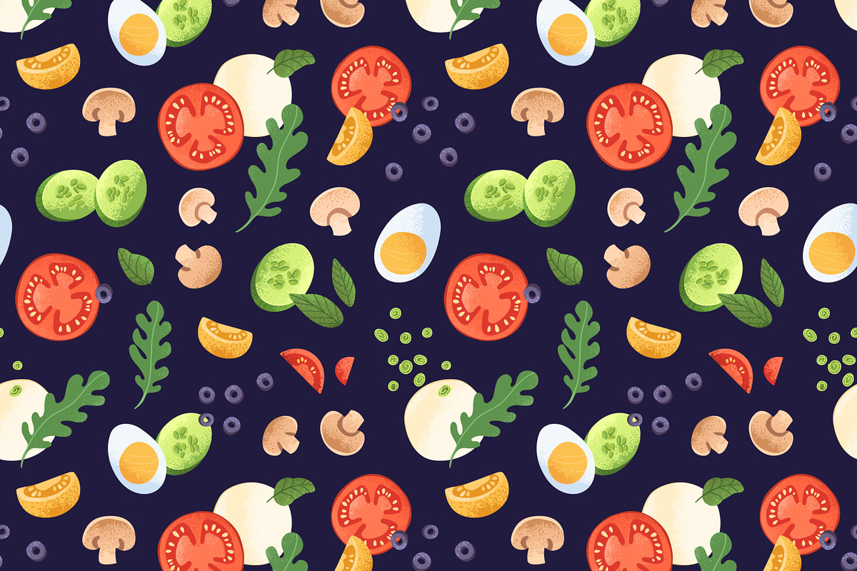 Healthy fresh food seamless patterns, a Pattern Graphic by Good Studio (Photo 3 of 8)