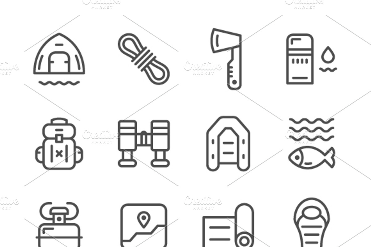 Set line icons of camping, an Outline Icon by motorama (Photo 1 of 2)