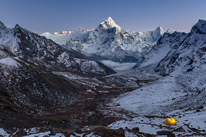 Night camping in mountains