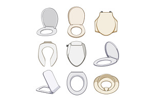 toilet seat set cartoon vector, an Object Illustration by pikepicture