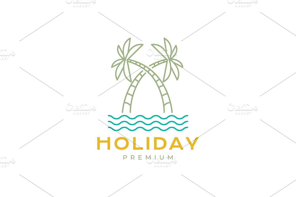 beach coconut tree line logo, a Branding & Logo Template by devastd
