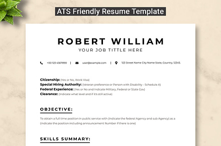 USAJob Resume Template, a Resume Template by ResumeInventor