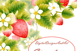 Strawberry clipart, an Illustration by DarinaDigital
