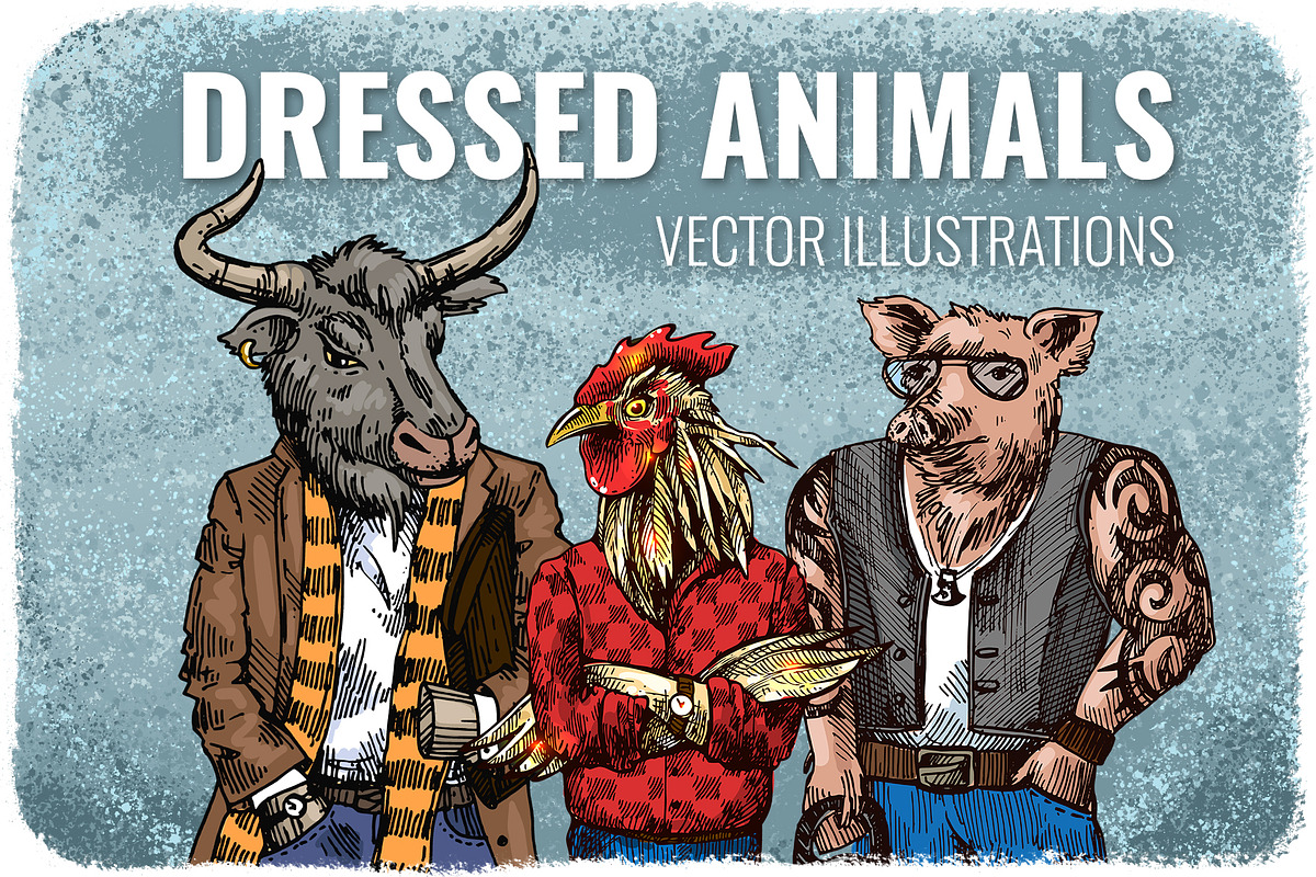 Dressed animals, an Animal Illustration by Steshnikova (Photo 1 of 3)