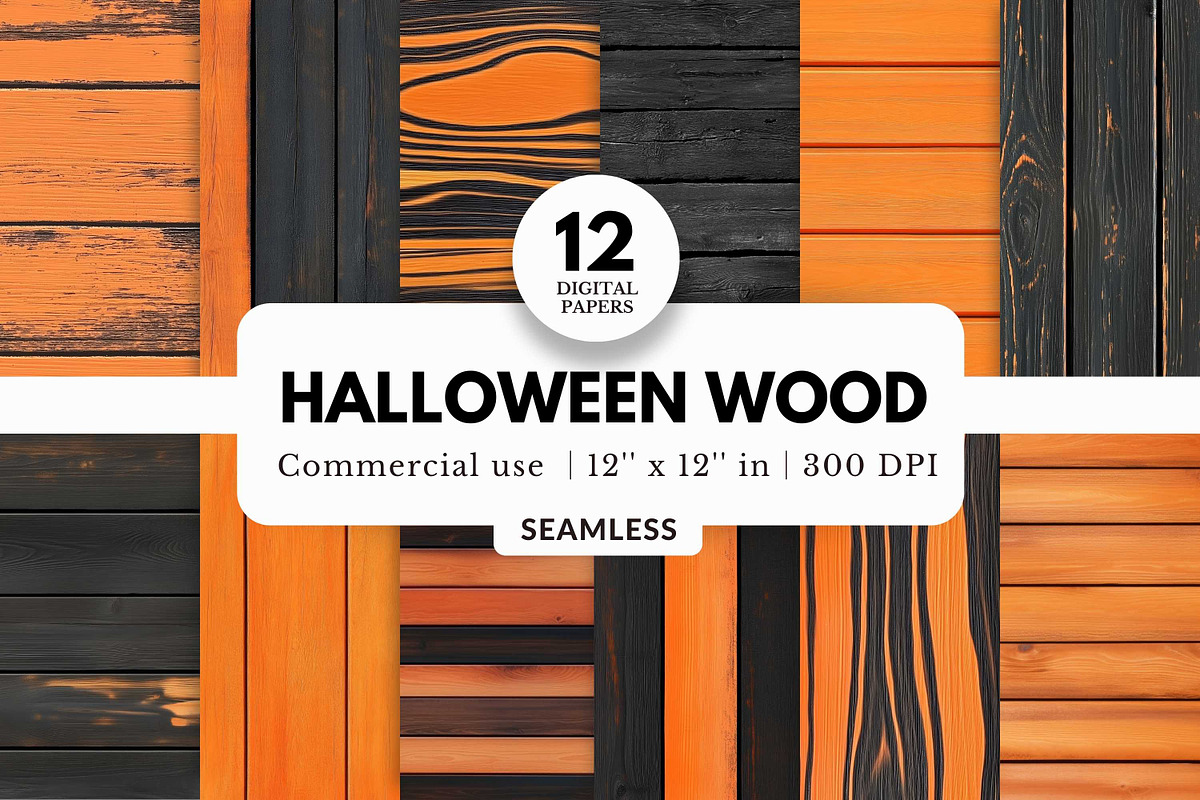 Halloween Wood Digital Papers Bundle, a Pattern Graphic by NorthWindPixels (Photo 1 of 4)