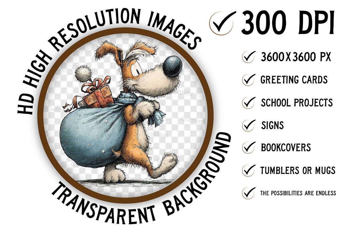 Whimsical Christmas Dog Clipart, an Illustration by Craft Nest (Photo 3 of 7)