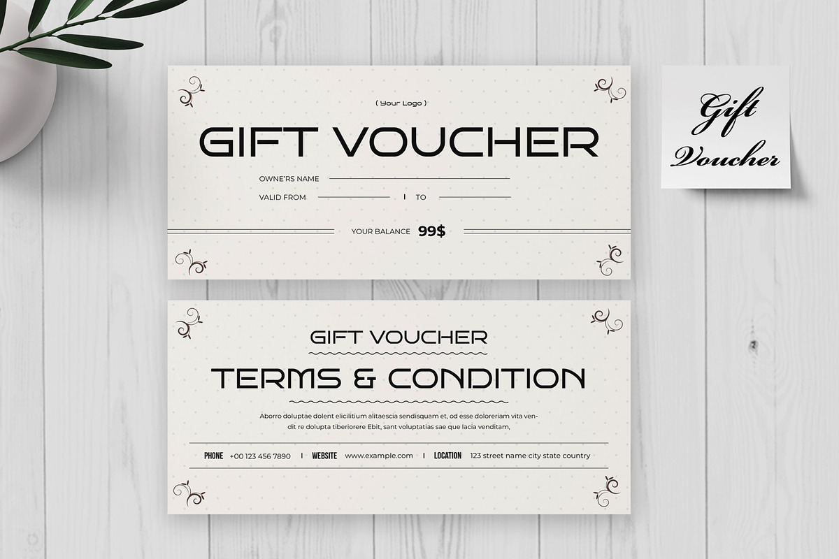 Elegant Gift Voucher Template, a Stationery Template by MightyDesign (Photo 2 of 6)