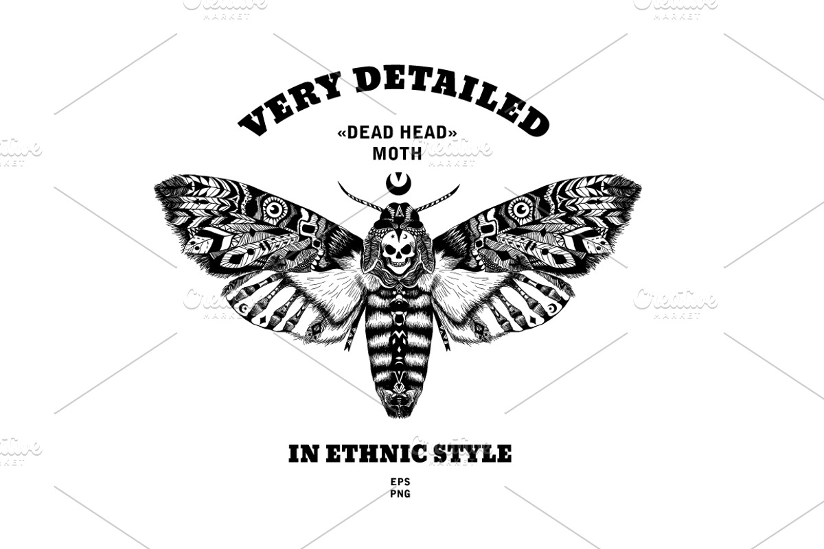 Textured moth in ethnic style, a Texture Illustration by AnastasiaFears (Photo 1 of 3)