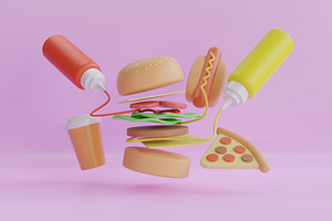 3D Fast Food Pack