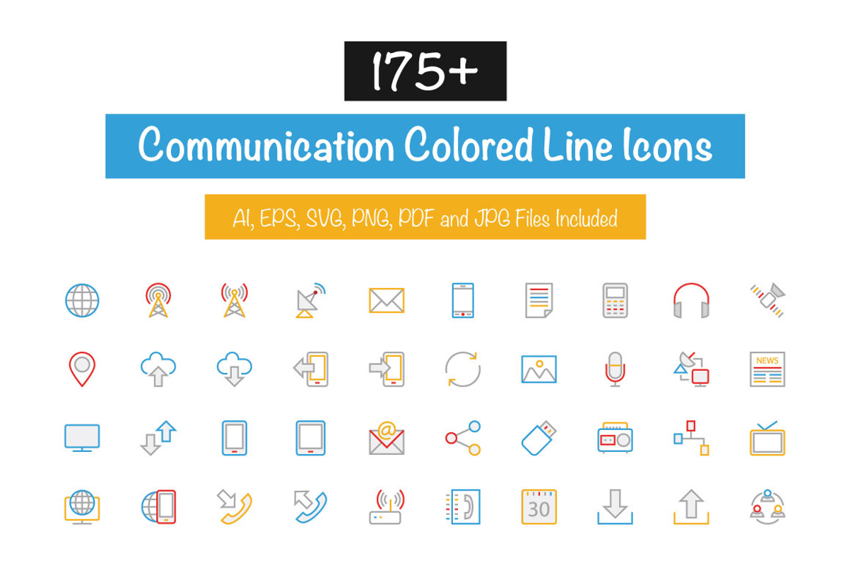 175+ Communication Colored Line Icon, an Outline Icon by Creative Stall (Photo 1 of 3)