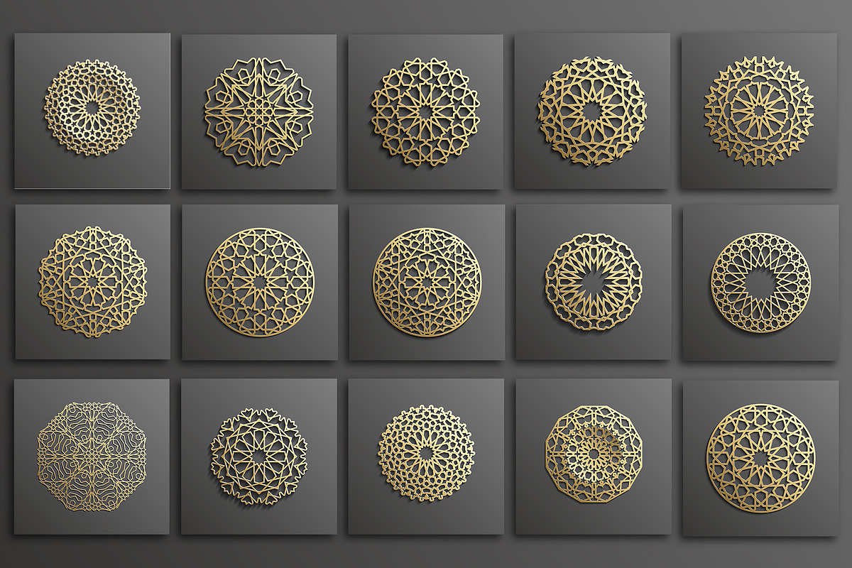 Luxurious Gold Islamic Pattern Set