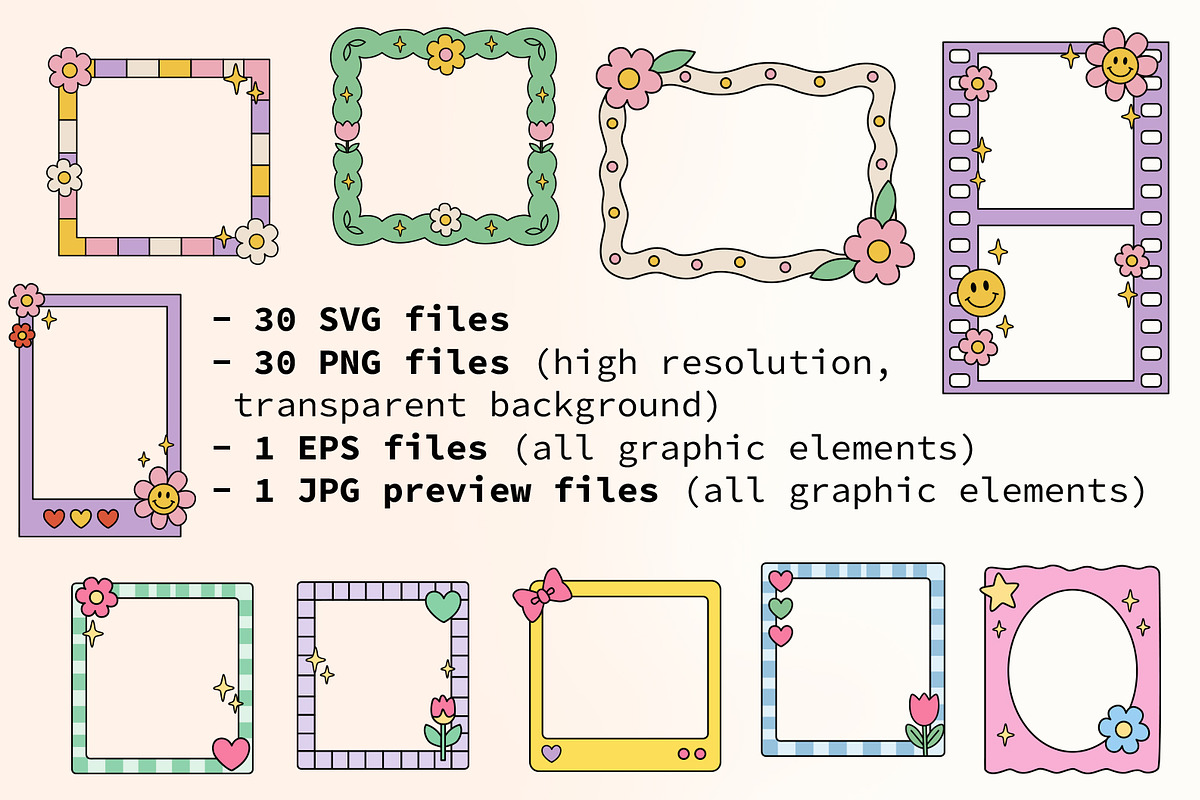 Whimsical Frames Vector Clipart, an Object Illustration by NataKa (Photo 4 of 4)