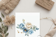 Elegant Navy & White Flowers Clipart, a Graphic by Sunflower Day Love (Thumbnail 3 of 5)