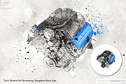 Tech Sketch Art Photoshop Mock-ups, an Action Add-On by SlideSalad (Thumbnail 5 of 27)