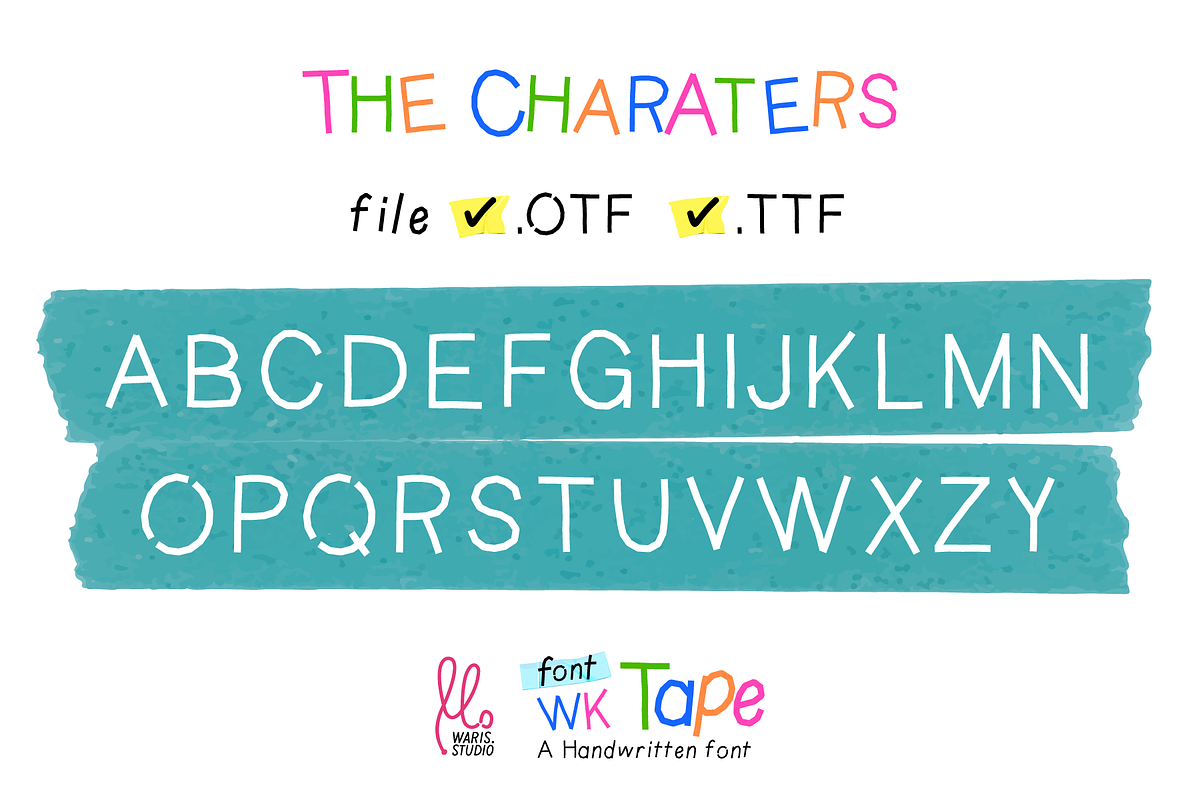 Tape font handwritten font, a Handwritten Font by Waris Studio (Photo 5 of 8)
