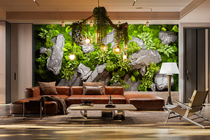 Living Room with Striking Moss & Roc, an Architecture Photo by Pozitivo