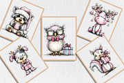 Quirky Pink Christmas Animal Clipart, an Illustration by Rose Art (Thumbnail 7 of 7)