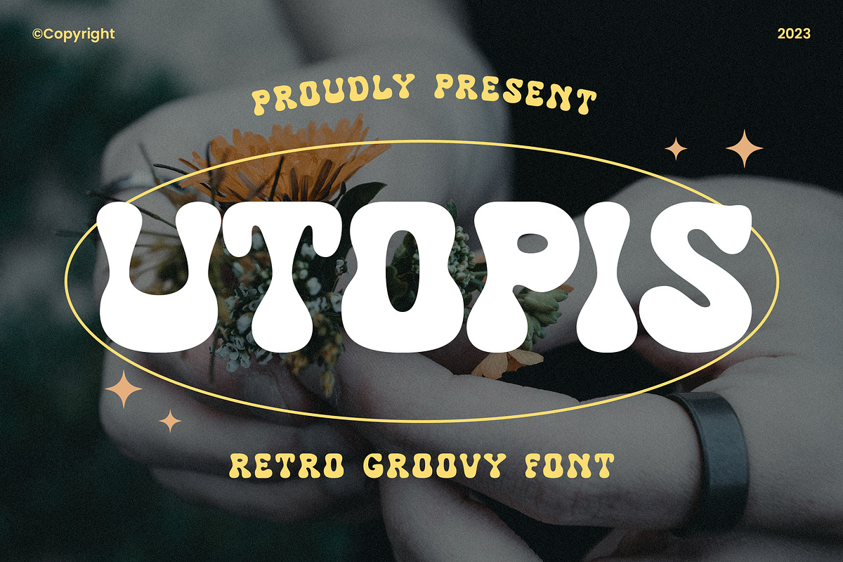 Utopis - Retro Groovy Font, a Script Font by AQR Studio (Photo 1 of 9)
