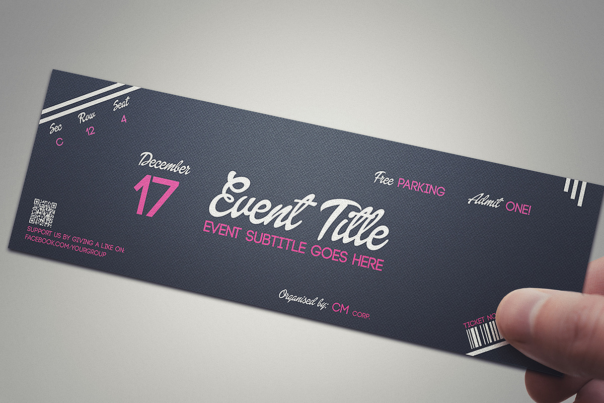 PINK DREAM ticket template, a Card Template by Tzochko (Photo 4 of 5)