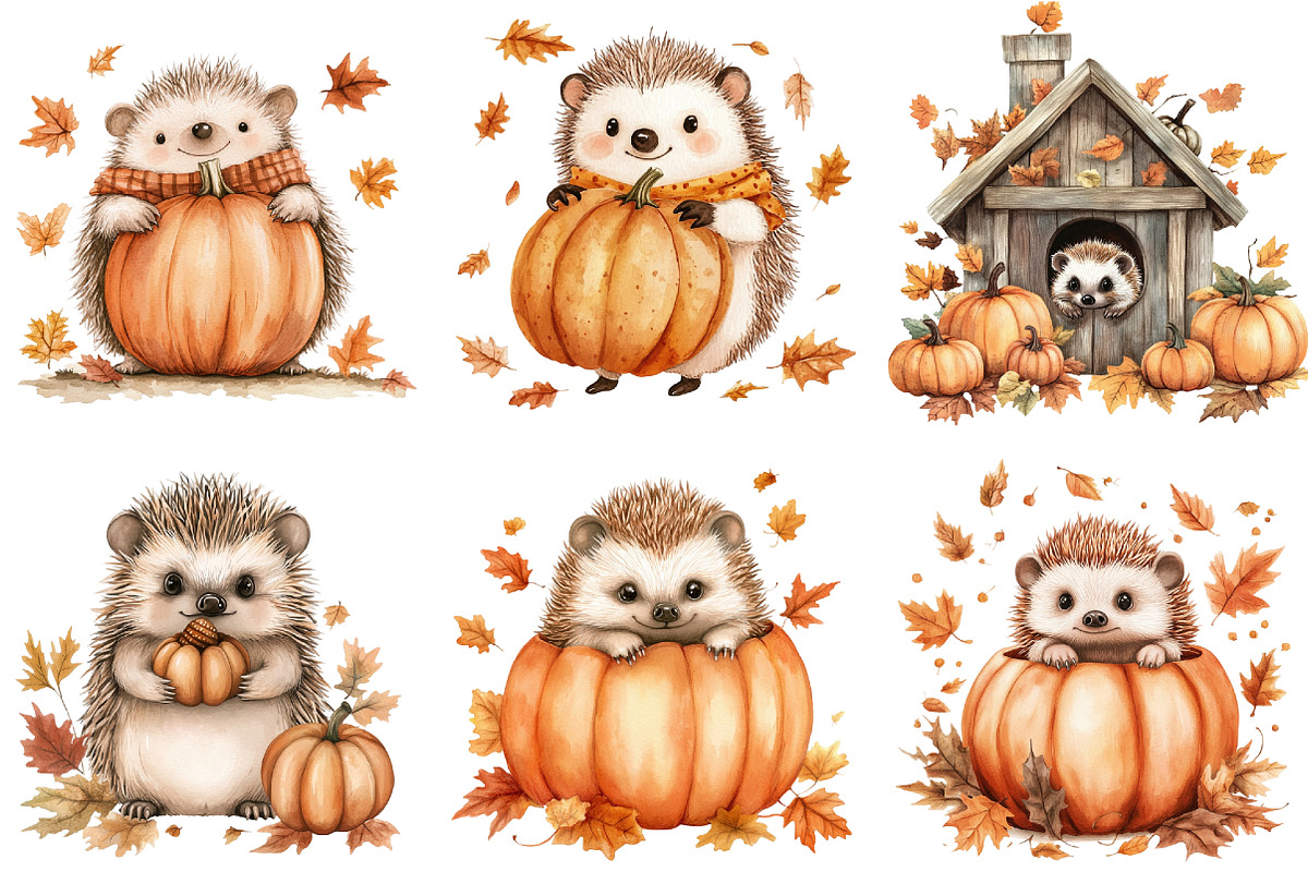 Autumn Cute Hedgehog Sublimation, an Illustration by CitraGraphics (Photo 2 of 6)