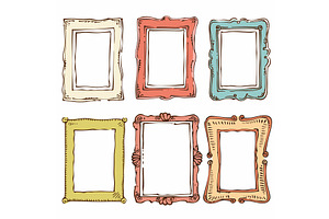 Handdrawn picture frames colorful, an Object Illustration by Vectorstockersland