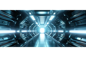 Futuristic sci-fi spaceship corridor, a Technology Photo by piter.goskov