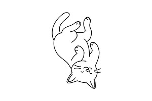 Cartoon cat outline rolling on back, an Animal Illustration by GraphiShop