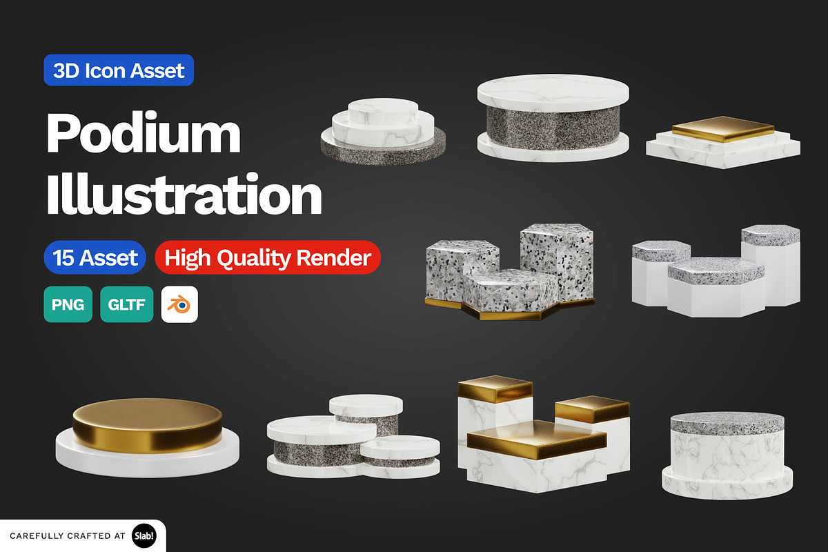 3D Podium Illustration, an Object 3D Model by SLAB! Design (Photo 1 of 4)