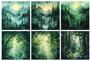 Watercolor Emerald Forest Digital Pa, a Texture Illustration by RobertsArt (Thumbnail 4 of 6)