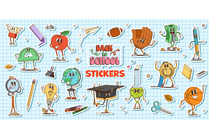 Groovy school education characters, an Education Illustration by Vector Tradition