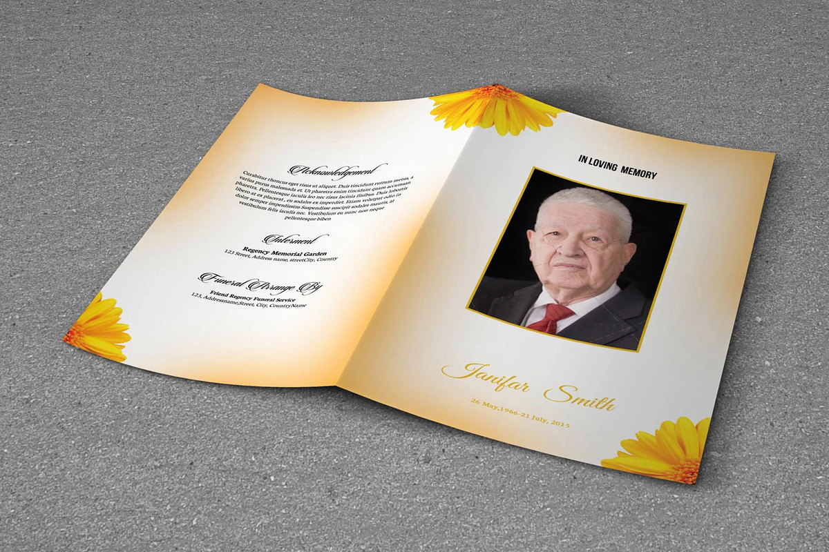 Floral Funeral Program Template, a Brochure Template by Template Shop (Photo 1 of 4)