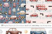 Watercolor Cars Clipart, a Transportation Illustration by TitaLivingArt (Thumbnail 9 of 11)