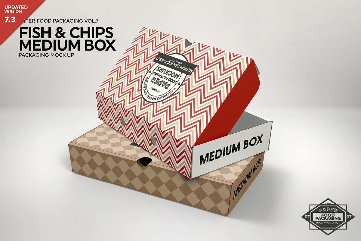 Medium Fish and Chips Box Mockup, a Packaging Mockup by INCDesign (Photo 1 of 6)