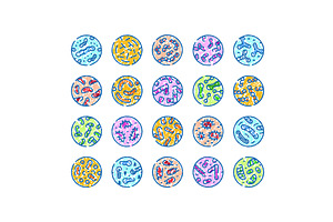 Different types of colorful bacteria, an Illustration by pikepicture