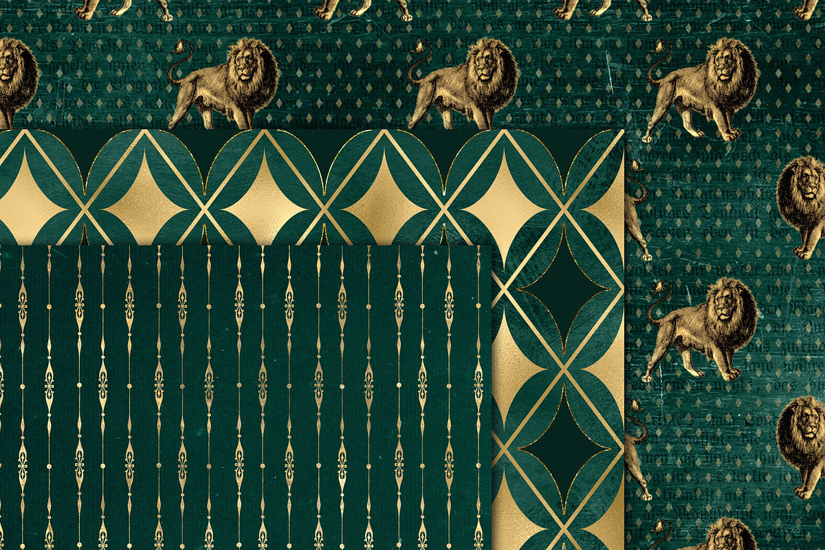 Teal and Gold Circus Digital Paper, a Pattern Graphic by Digital Curio