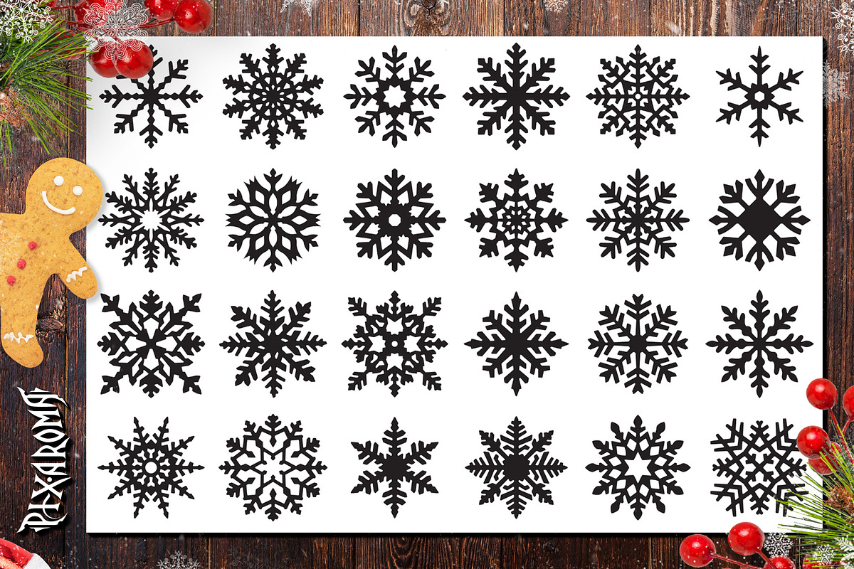 200 Snowflakes Bundle | Cut Files, a Decorative Illustration by pixaroma (Photo 7 of 9)