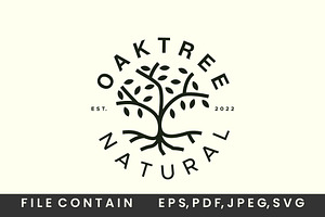 Oak Tree Simple Line Art Emblem Logo