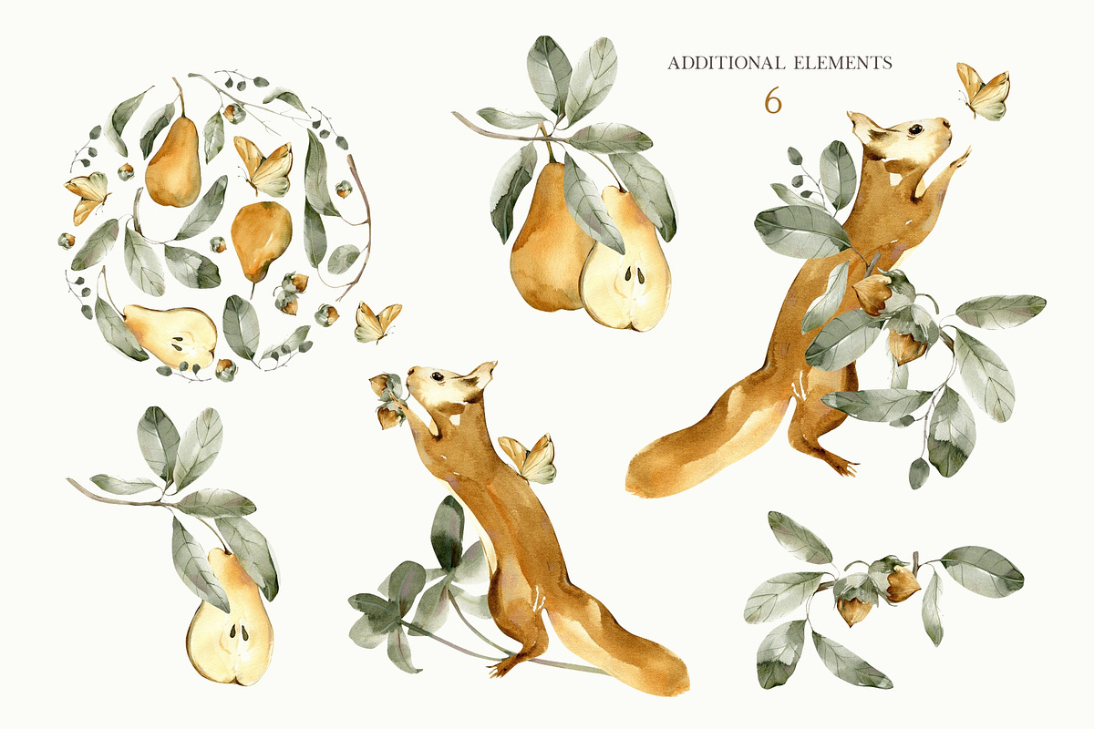 Vintage Forest Watercolor Collection, an Object Illustration by ArtMaslyana (Photo 4 of 15)