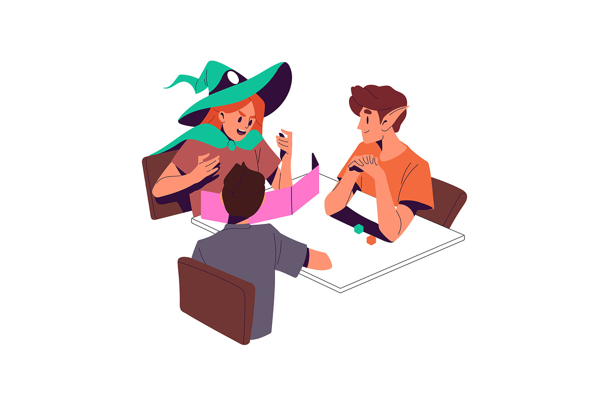 People playing board games set, a Person Illustration by PaperTrident (Photo 2 of 8)