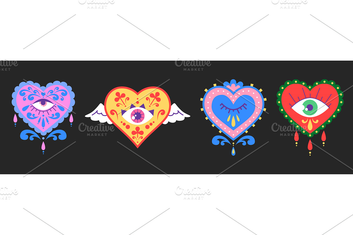 Bright collection of hearts in, an Illustration by art PVP - market