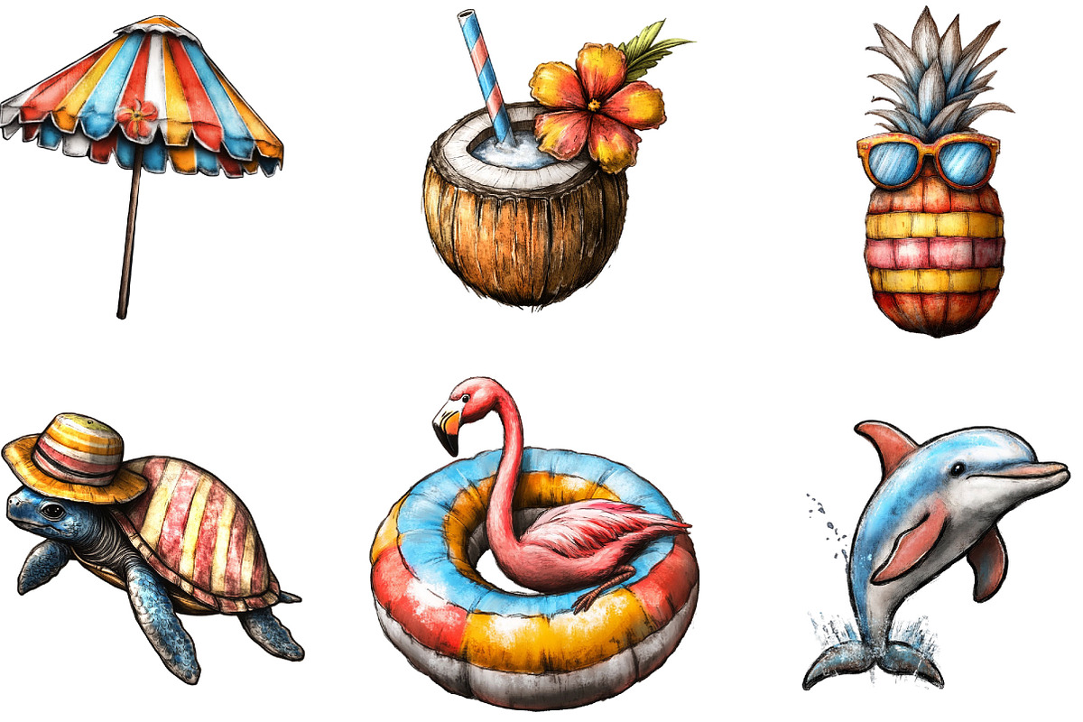 Whimsical Summer Clipart, an Illustration by Designking (Photo 3 of 5)