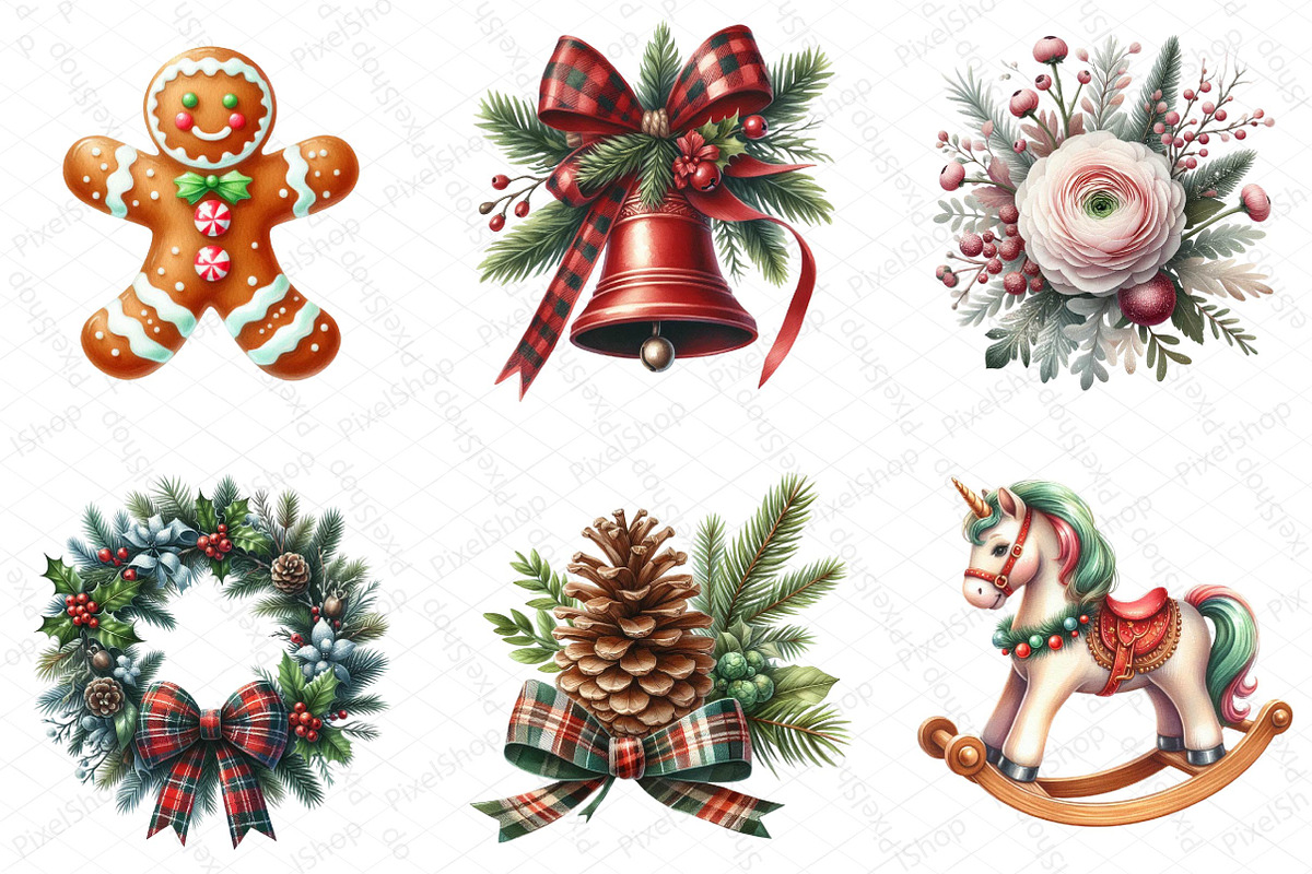 Watercolor Classic Christmas Clipart, an Illustration by DreamPrint404 (Photo 3 of 4)