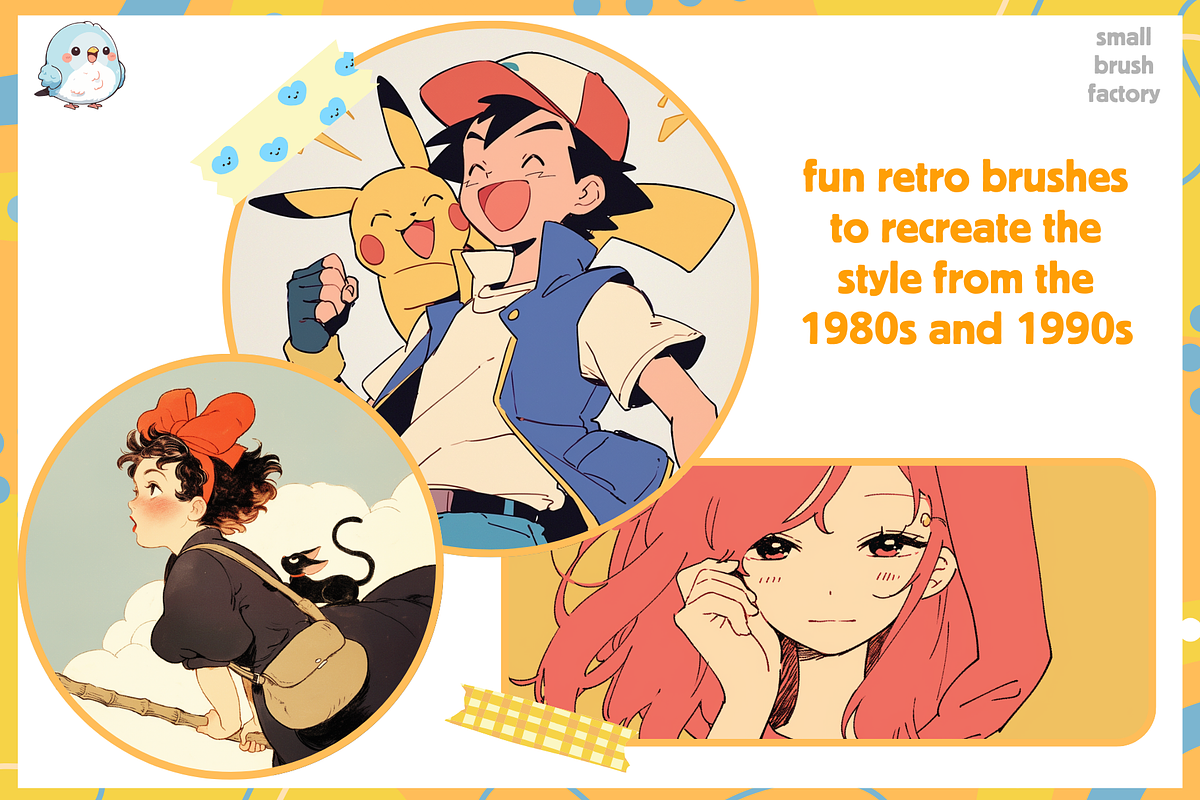 Anime Nostalgia Retro Brushes, a Brush Add-On by Cozy Brushery (Photo 6 of 11)
