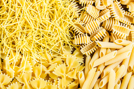 Different types of raw pastas featuring pasta, raw, and fusilli, a Food ...