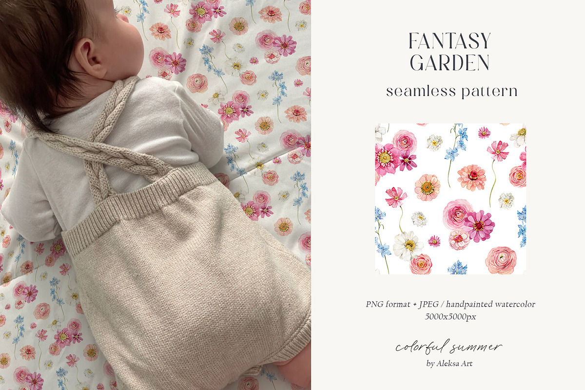 Fantasy Garden summer watercolor set, a Decorative Illustration by AleksaArt (Photo 15 of 20)