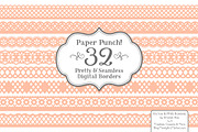 Peach Lace Vector Borders, an Illustration by Amanda Ilkov (Thumbnail 1 of 5)