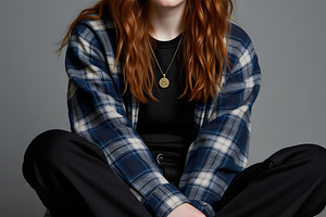 Redhead Woman in Casual Fashion Sitt, a Beauty & Fashion Photo by Stock Shape